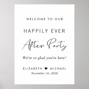 Happily Ever After Party Wedding Reception Welcome Poster
