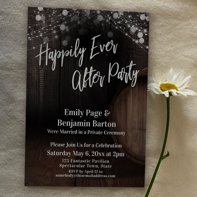 Happily Ever After Party Wine Barrel and Lights Invitation (Creator Uploaded)