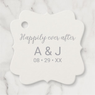 Happily Ever After Pearl White Silver Wedding Favour Tags