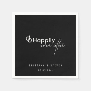 Happily ever after Personalized Modern Wedding  Napkin