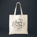 Happily Ever After Personalized Wedding Tote Bag<br><div class="desc">Simple leafy wreath wedding floor decal design that features the words happily ever after in unique script with names and wedding date for you to personalize. (MESSAGE US FOR A CUSTOM COLOR REQUEST)</div>