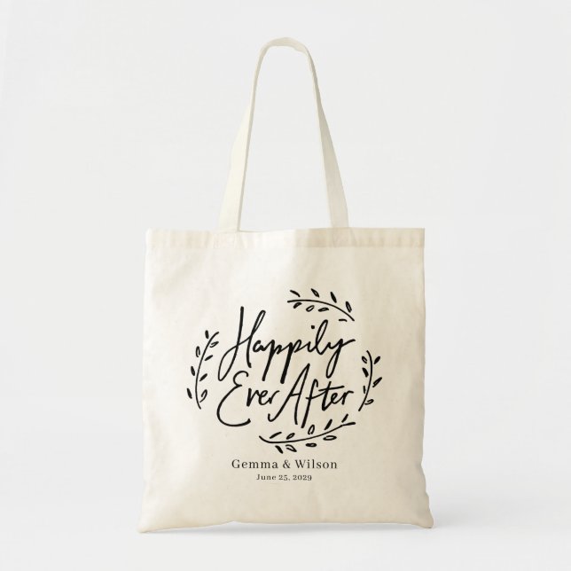 Happily Ever After Personalized Wedding Tote Bag (Front)