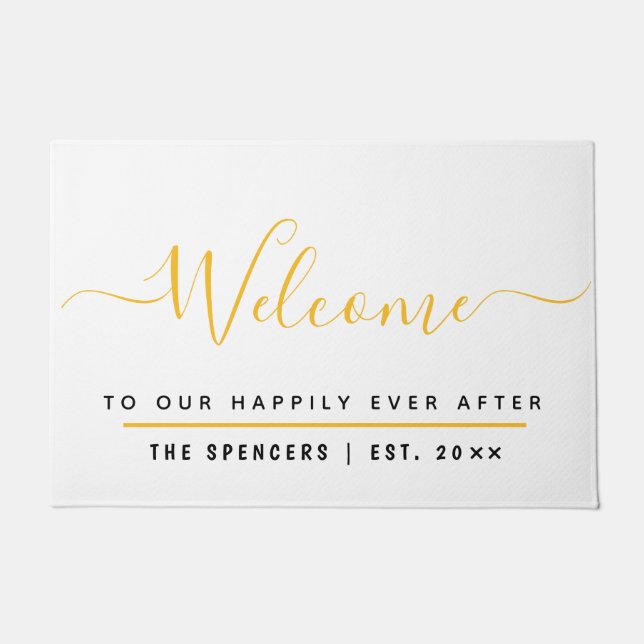 Happily Ever After Personalized Welcome Doormat (Front)