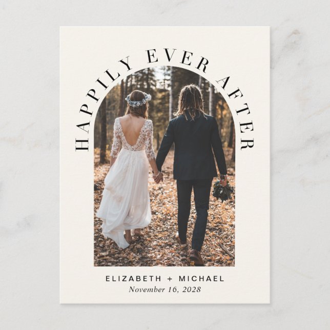Happily Ever After Photo Arch Wedding Reception Announcement Postcard (Front)