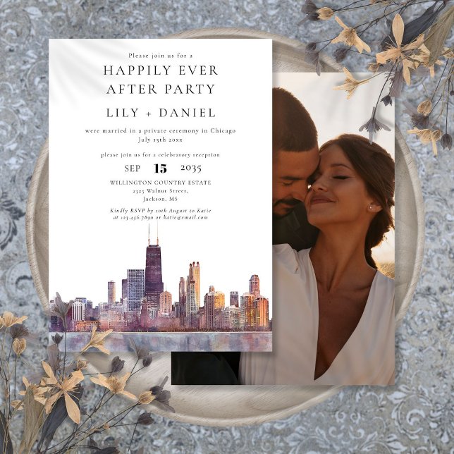 Happily Ever After Photo Chicago Wedding Invitation (Creator Uploaded)