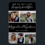 Happily Ever After Photo Collage Wedding Keepsake Magnet<br><div class="desc">Turn your favourite wedding photographs into a keepsake with this modern photo collage design. The text reads And so they lived happily ever after in a script font. You can add your names and wedding date to personalize it further. **PLEASE READ BEFORE ORDERING** If you make changes to the shape...</div>