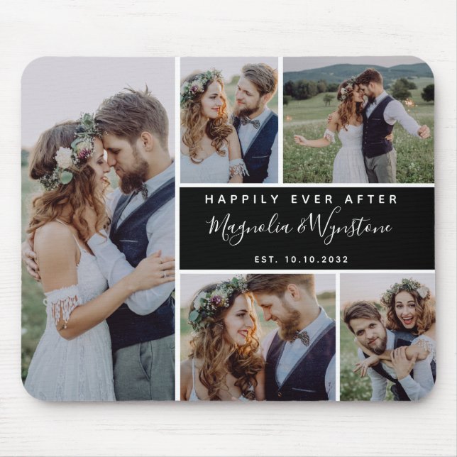 Happily Ever After Photo Collage Wedding Keepsake Mouse Pad (Front)
