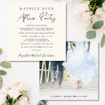 Happily Ever After Photo Cream Reception Invitation<br><div class="desc">Chic and elegant cream elopement or small wedding announcement and wedding reception square invitation. The front features "Happily Ever After Party" in a mix of simple typography and a modern script. Personalize your announcement and invitation and add your names in a signature-like script. The reverse side features your favourite wedding...</div>
