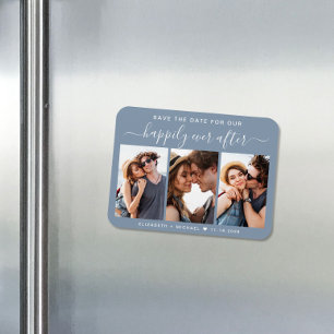 Happily Ever After Photo Dusty Blue Save The Date Magnet