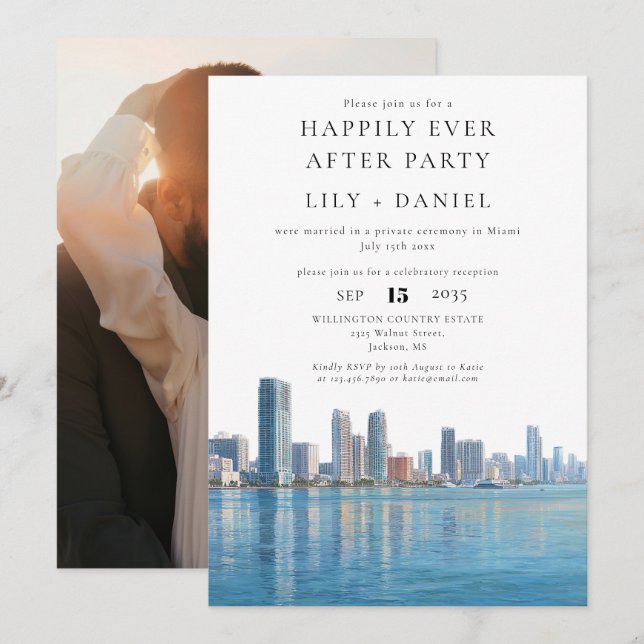 Happily Ever After Photo Miami Wedding Invitation (Front/Back)