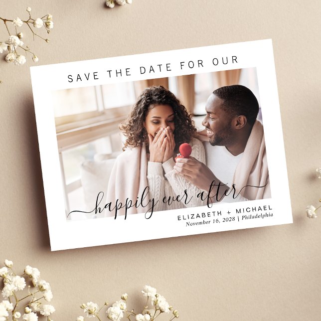 Happily Ever After Photo Save The Date Announcement Postcard (Creator Uploaded)
