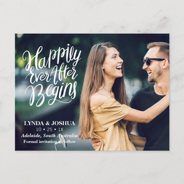 Happily Ever After Photo Save The Date Postcard (Front)