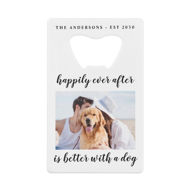 Happily Ever After Photo Wedding Credit Card Bottle Opener (Front)
