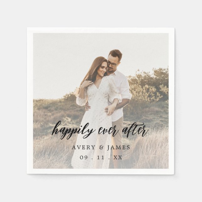 Happily Ever After Photo Wedding Napkin (Front)