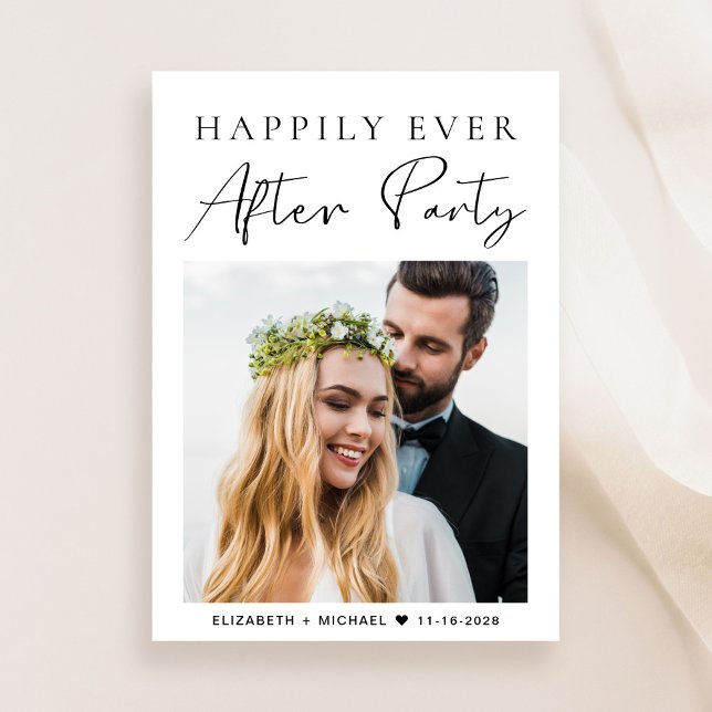 Happily Ever After Photo Wedding Reception Invitation (From private vows to a grand party - invite family and friends to celebrate your marriage!)