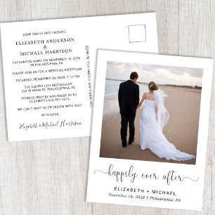 Happily Ever After Photo Wedding Reception Invitation Postcard