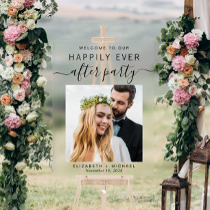 Happily Ever After Photo Wedding Reception Welcome Acrylic Sign