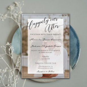 Happily Ever After Photo Wedding   White Overlay Invitation
