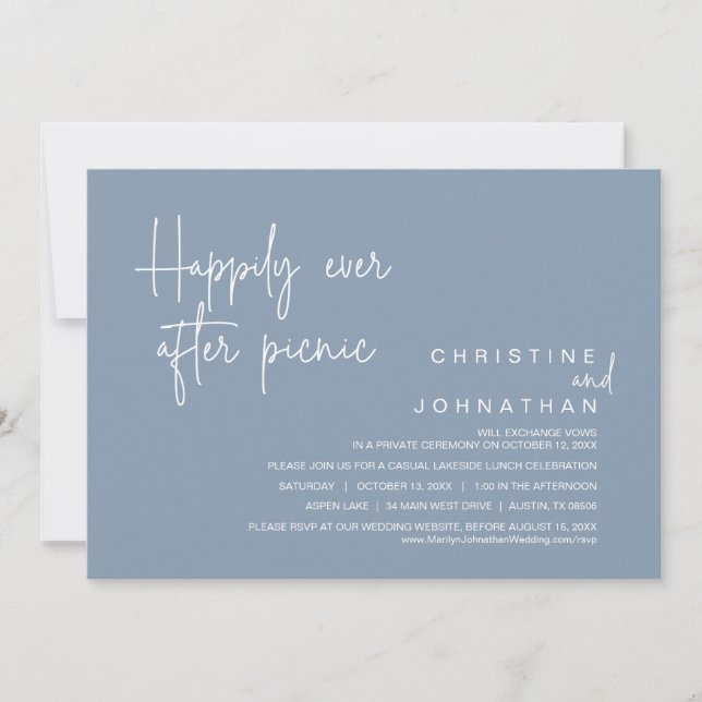 Happily Ever After Picnic, Wedding Elopement Invitation (Front)