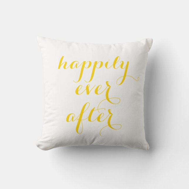 Happily Ever After Pillow in yellow gold (Front)