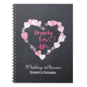 Happily Ever After Pink Hearts Wedding Planner Notebook