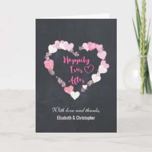 Happily Ever After Pink Hearts Wedding Thank You Card