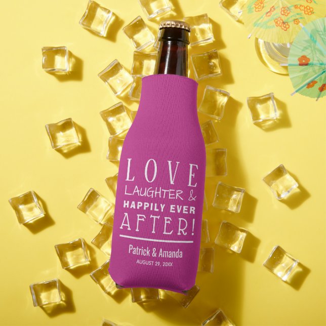 Happily Ever After PINK Wedding Bottle Cooler (In Situ Summer)