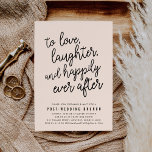 Happily Ever After Post Wedding Brunch Invitation<br><div class="desc">Our modern and casual post wedding brunch invitations in chic black and pale blush pink feature "to love,  laughter happily ever after" in black script typography with your wedding brunch details beneath. Cards reverse to a festive black and white confetti pattern.</div>