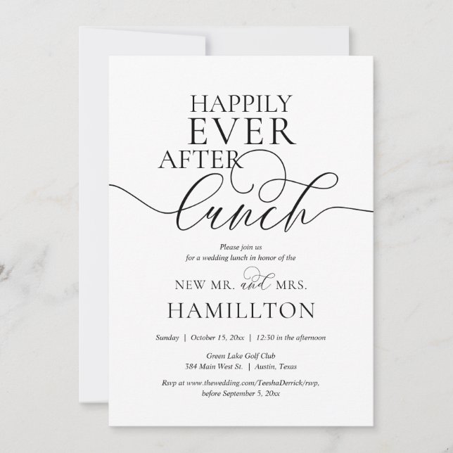 Happily Ever After Post wedding Lunch Celebration  Invitation (Front)