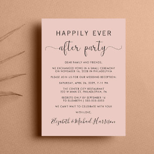 Happily Ever After QR Code Blush Wedding Reception Invitation