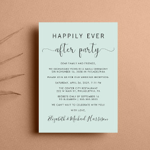 Happily Ever After QR Code Mint Wedding Reception Invitation