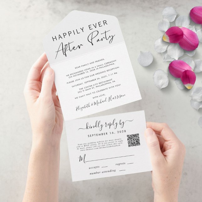 Happily Ever After QR Code Wedding Reception All In One Invitation (Creator Uploaded)
