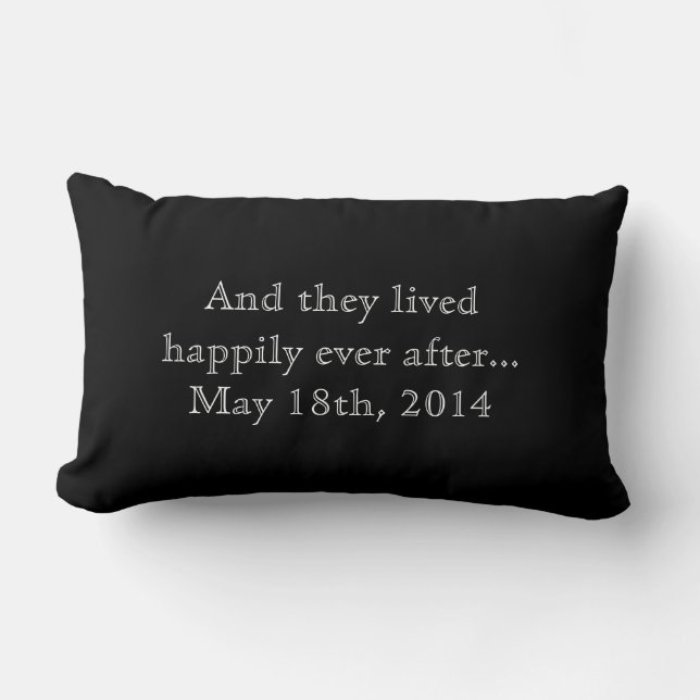 Happily Ever After Quote | Monogram Wedding Lumbar Pillow (Front)