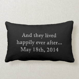 Happily Ever After Quote   Monogram Wedding Lumbar Pillow