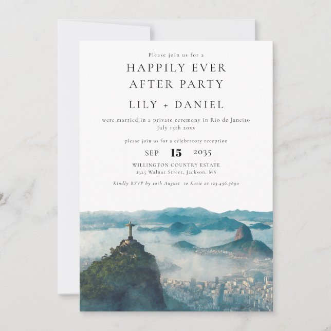 Happily Ever After Rio de Janeiro Brazil Wedding Invitation (Front)