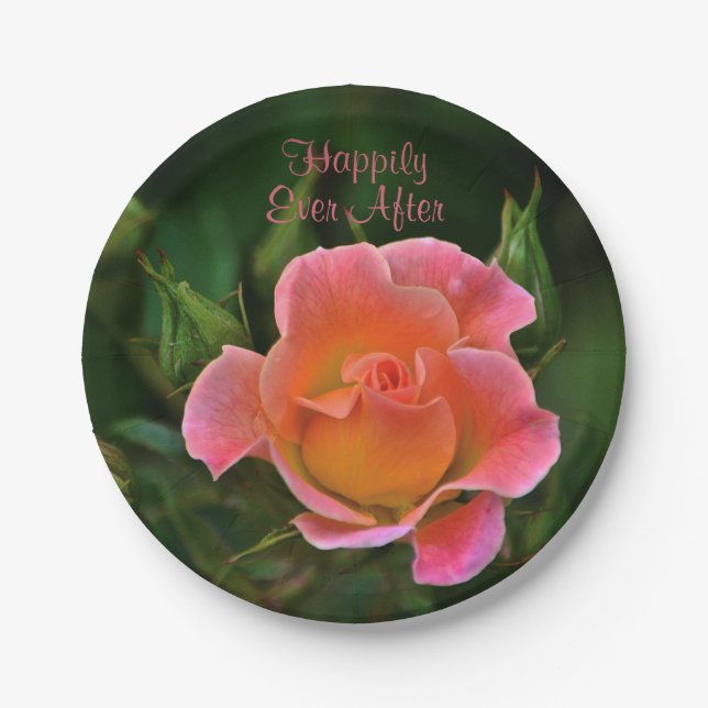 Happily Ever After Rose Paper Plate (Front)