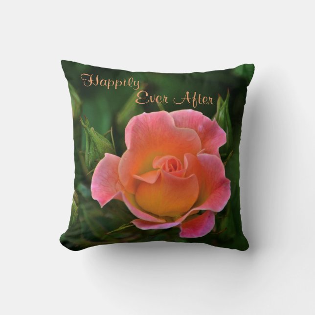 Happily Ever After Rose Throw Pillow (Front)