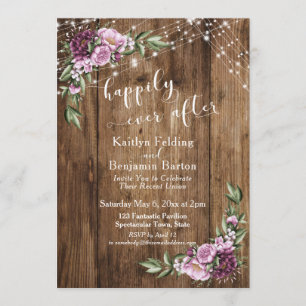 Happily Ever After Rustic Floral Lights Reception Invitation