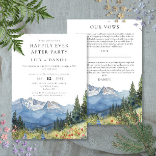 Happily Ever After Rustic Mountain Wedding Vows Invitation