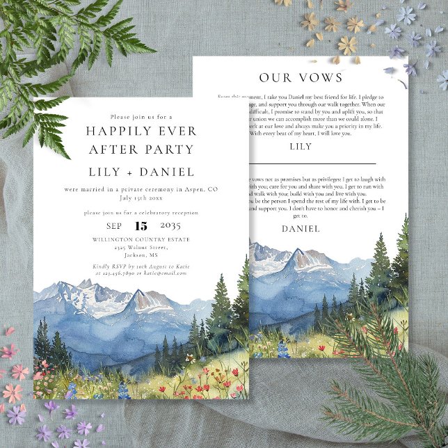Happily Ever After Rustic Mountain Wedding Vows Invitation (Creator Uploaded)