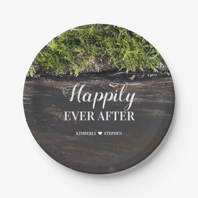 Happily Ever After Rustic Woodland Wedding | Party Paper Plate (Front)