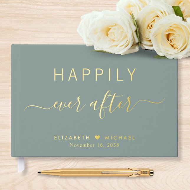 Happily Ever After Sage Green Wedding Guest Book (Creator Uploaded)