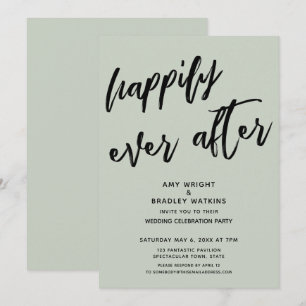 Happily Ever After Sage Wedding Reception Invitation