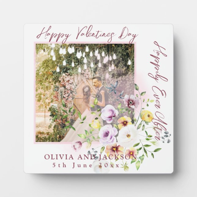Happily Ever After Script Personalize Couple photo Plaque (Front)