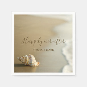 Happily Ever After Seashell on the Beach Wedding Napkin