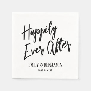 Happily Ever After Simple Typography White Napkin