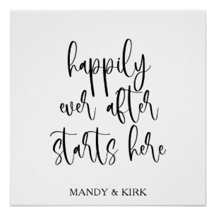 Happily Ever After Starts Here – Elegant Wedding  Poster