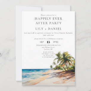 Happily Ever After Tropical Beach Wedding Invitation