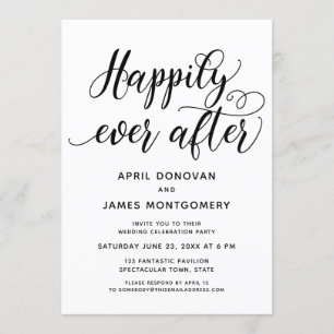 Happily Ever After Typography Wedding Invitation