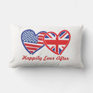 Happily Ever After Union Jack/USA Hearts Lumbar Pillow